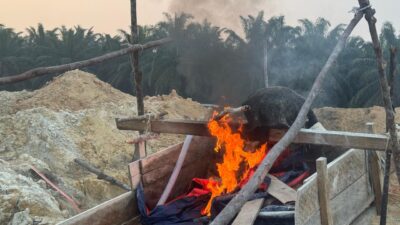 Polsek Singingi Tertibkan 2 Rakit PETI di Kebun Lado