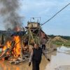Tertibkan PETI di Kuansing, 13 Rakit di Singingi hingga Kuantan Mudik Dimusnahkan Polisi