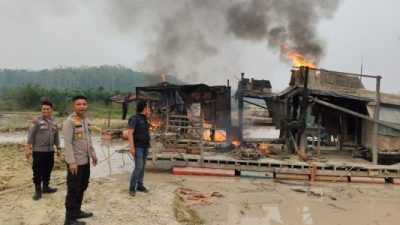 Polres Kuansing Tertibkan 7 Rakit dan 1 Asbuk PETI di Tiga Lokasi Berbeda