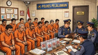 83,09 Gram Sabu, 9,53 Gram Ganja dan Ekstasi Disita, 14 Tersangka Narkoba di Pelalawan Ditangkap