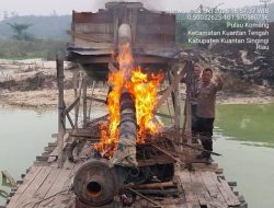 Laporan Warga Masuk, 4 Dompeng PETI di Sentajo Raya Dimusnahkan Polsek Kuantan Tengah