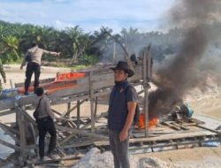 Gerak Cepat Laporan Warga. Satu Rakit PETI Dimusnahkan Polsek Singingi Hilir