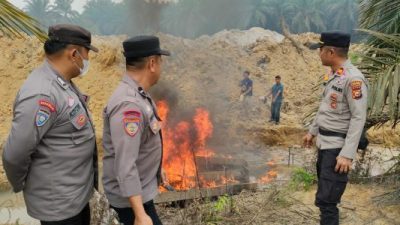 Cegah Kerusakan Lingkungan, Polres Kuansing Tertibkan 9 Rakit PETI di Sentajo Raya