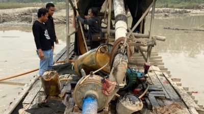 Polsek Kuantan Hilir Tertibkan Dua Rakit PETI di Kasang Limau Sundai